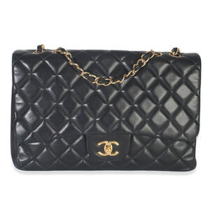 Chanel Black Quilted Lambskin Jumbo Single Flap Bag